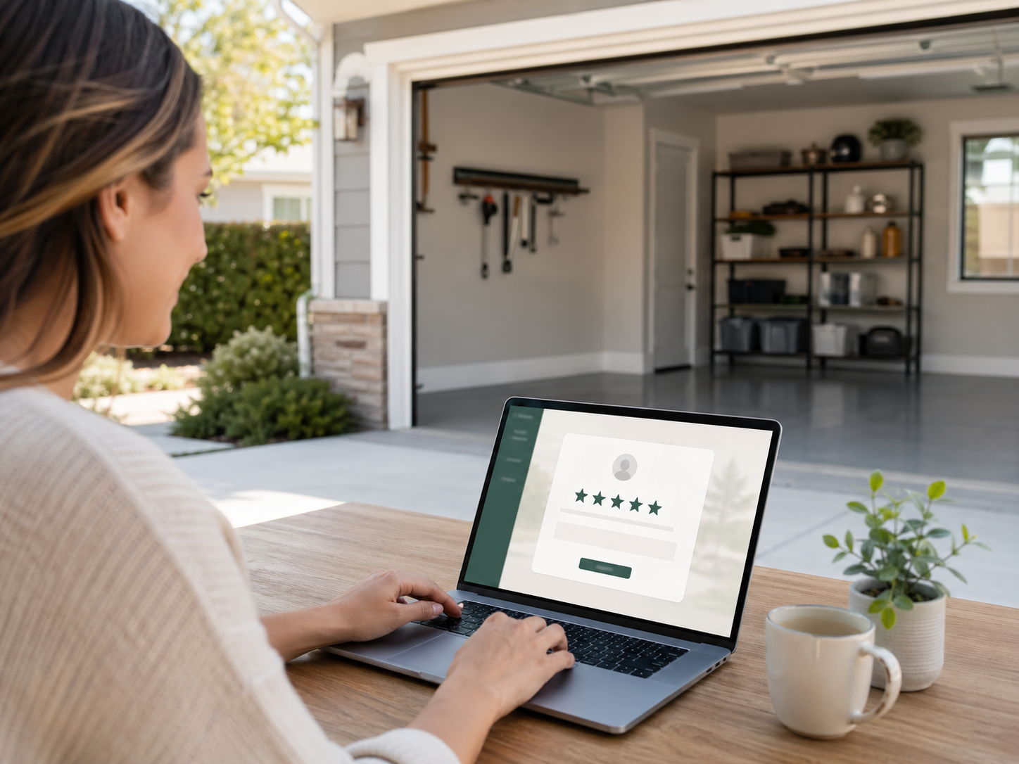 Homeowner leaving a review after a cleared garage